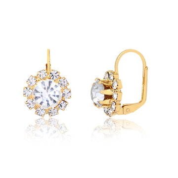 18K Gold Layered Oro Laminado Assorted Colors Flower Design Leverback Earrings 21.0047 (More Colors)